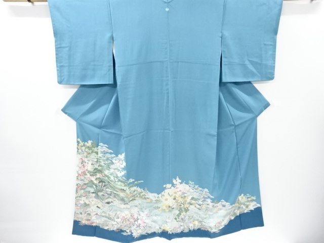 リサイクル　手描き友禅松竹梅に庭園風景模様一つ紋色留袖